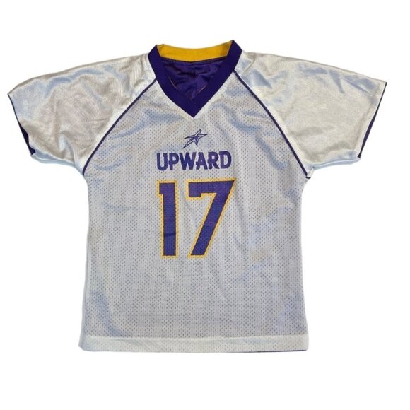 UPWARD Reversible Football Jersey Youth Small Purple White Short Sleeves V-Neck - Picture 3 of 9